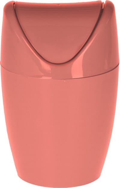 Excellent Houseware Mini prullenbakje - rood - kunststof - met klepdeksel - keuken aanrecht/tafel model - 1,5 Liter - 12 x 17 cm