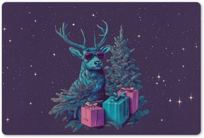 Placemats 45x30 cm - Placemat kunststof - 1 stuk - Rendier - Zonnebril - Neon - Kerstboom - Borden onderleggers - Decoratie voor op tafel - Keuken tafeldecoratie accessoires - Vinyl onderlegger - Tafelversiering