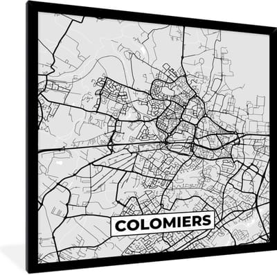 Fotolijst incl. Poster - Frankrijk - Colomiers - Stadskaart - Plattegrond - Kaart - 40x40 cm - Posterlijst