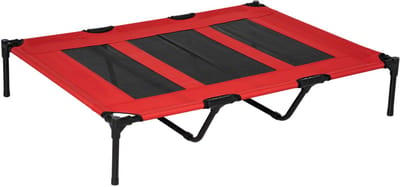PawHut Hondenbed - Verhoogd + Huisdierbed - Voor Grote Honden - Metaal + Oxford - Rood