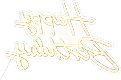 Verjaardagsbord Achtergrond - Neon Decoratie - Feestelijke Sfeer - Warm Witte LED - 46 x 29.5 cm - Meerdere Kleuren
