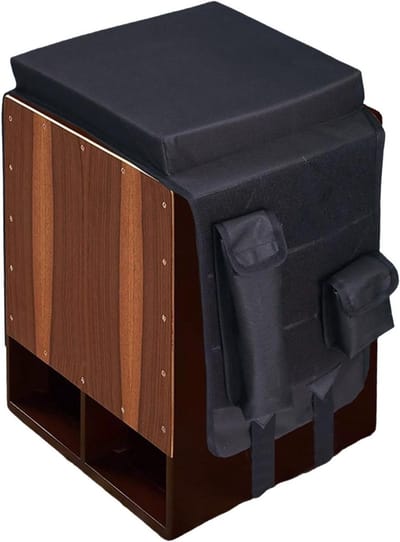 Cajon zitkussen - Percussie zadel - Comfortabel spelen - Met handig zijvak - 31 cm breed - Zwart