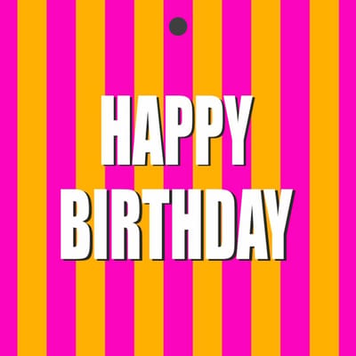 Cadeaukaartje – “Happy Birthday” – 20 Stuks – Neon - 7mm x 7mm - Wenskaartje - Met boorgaatje - Serie: NEON NOTES - Fluor / Neon Kleuren