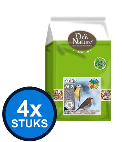 4x Deli Nature - strooivoer year mix 1kg - Vogelvoer - 1 kg