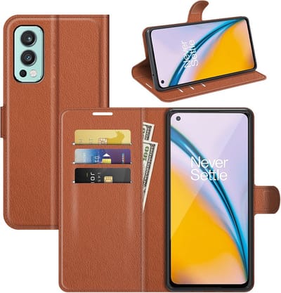 Coverup Hoesje - Geschikt voor OnePlus Nord 2 Hoesje - Coverup Book Case - Bruin