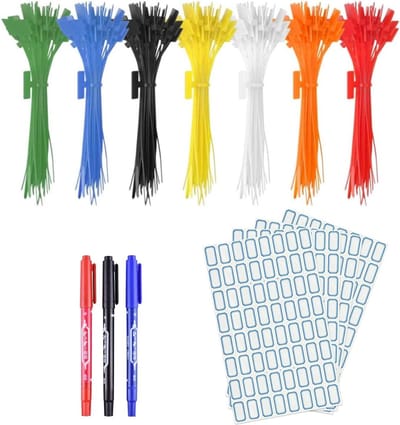 Zelfsluitende nylon kabelbinders - 250 delig assortiment in 7 kleuren - kabel, draad en koordbeheer