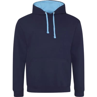 Just Hoods Varsity Hoodie JH003 - OXFORD NAVY/HAWAIIAN BLUE - L