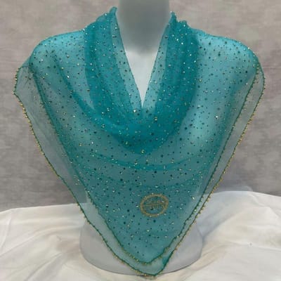 Écharpe Carrée d'Été Diamant Estampage à Chaud Complet 80*80 Cm Écharpe de Protection avec Tempérament Doux pour Femmes blue