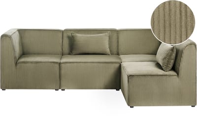 LEMVIG - Modulaire hoekbank 4-zits - Groen - Linkszijdig - Corduroy