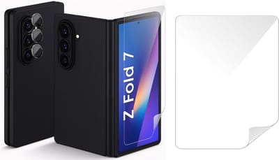 Hoesje geschikt voor Samsung Galaxy Z Fold 7 - Privacy Screenprotector Volledig Dekkend Glas & Camera Protector - Mat Back Case Zwart