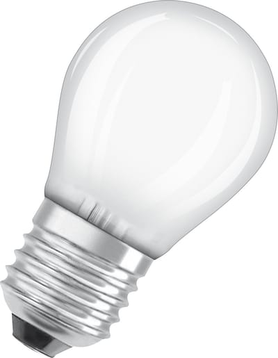 OSRAM LED Star Classic LED-lamp in klassieke minibolvorm, 5,5 W / 806 lm, koud wit licht (4000 K), CRI 80, gemaakt van mat loodvrij glas, E27 fitting, IP20, EEK D, 45 mm diameter.