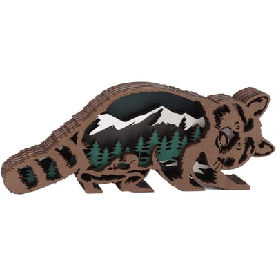 Ornement artisanal en bois Gravure 3D Statue d'animal Sculpture sur bois Figurine pour bureau domestique black