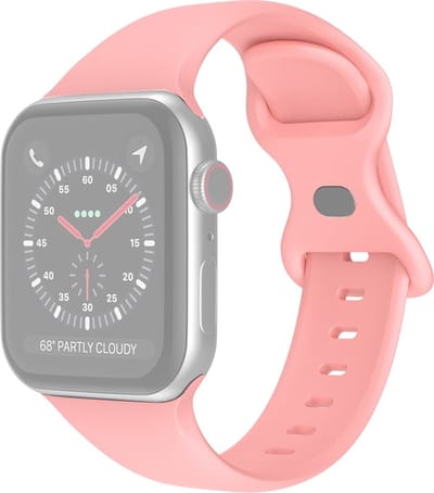 Siliconen bandje - geschikt voor Apple Watch 1/2/3/4/5/6/7/8/9/10/11/ SE (1,2,3) met maat 38 mm / 40 mm / 41 mm en 42 mm (Watch 10/11) - maat S/M - zalmroze