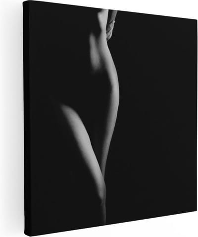 Artaza Canvas Schilderij Vrouw Silhouet - 30x30 cm - Klein - Muurdecoratie Erotiek - Wanddecoratie Slaapkamer - Kamer Accessoires Zwart Wit