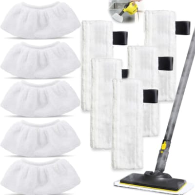 Microvezeldoekset wasbaar 5 reinigingsdoekjes + 5 dweilhoes Microvezeldoek Geschikt Voor Kärcher stoomreiniger EasyFix SC1, SC2, SC3, SC4, SC5, Mop Pad Dweil van 10 - Cyslmuk®