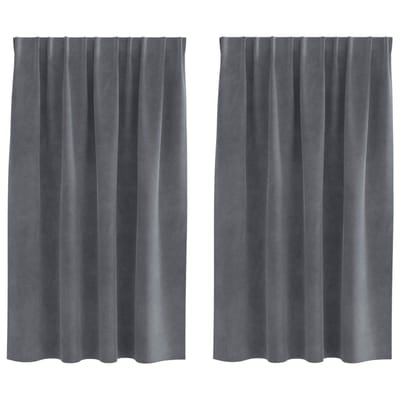 vidaXL - Blackout - Gordijnen - met - Topband - 2 - stuks - Super - Lichtgrijs - Velours