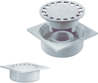 Vloersifon - Binnenplaatsafvoer Afvoerput - Waterafvoer Terras - Slagvast UV-bestendig - 300x300mm - Grijs