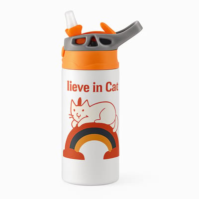 Klassieke 'il_1140xN.4680380511_m9e1' Drinkfles – Stijlvolle Drinkfles voor Design Liefhebbers - Waterfles voor kinderen (wit/oranje)
