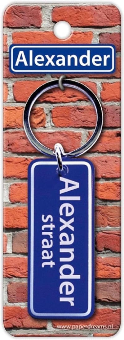 Paper Dreams Sleutelhanger Straatnaam Alexander 9 Cm Blauw