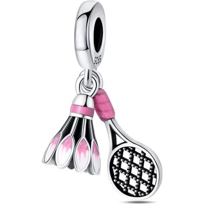 Bedelcomponenten Authentiek Origineel Koperen Metaal Paarse Racket Bedelcomponenten Compatibel Met Armband Hoge Kwaliteit Fijne Sieraden Hoge Kwaliteit white