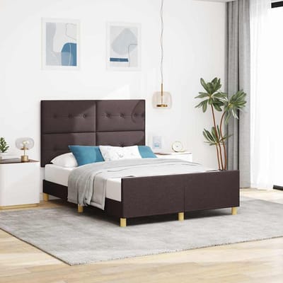 vidaXL - Bedframe - met - hoofdeinde - Donkerbruin - 140 - x - 200 - cm - Stof