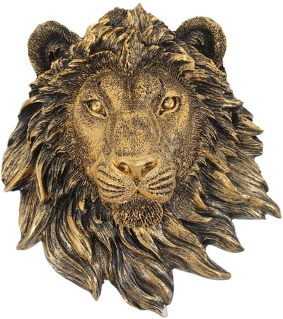 Dailygoods - TOPPERFUN Levensgrote leeuwenkop, wanddecoratie van hoogwaardig hars, realistische dierenkop, sculptuur voor woonkamer, slaapkamer en muurkunst voor creatieve interieurvormgeving