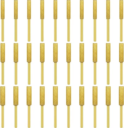 30 Stuks Diamant Kettingzaag Slijpstiften - Titanium Gecoat - 5/32"3/16" 7/32" - Slijpset voor Kettingzaag - Goud