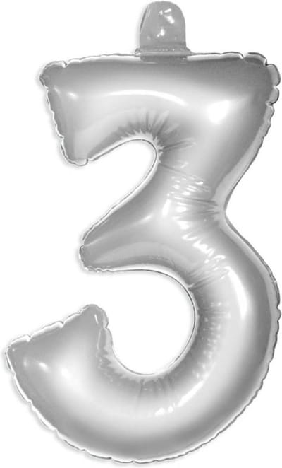 Opblaascijfer 3 Zilver