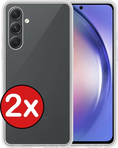 Hoesje - 2 Stuks - Geschikt voor Samsung Galaxy A54 - Sterk & Shockproof - Telefoonhoes - Back Cover - Case Siliconen - Telefoon Hoes - Transparant