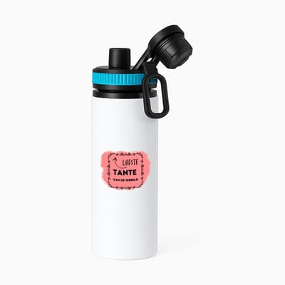Hacebo® - liefste tante van de wereld waterfles met draaidop blauw - Tante - de liefste tante - verjaardag - cadeautje voor tante - kado - geschenk - water fles - 850ML