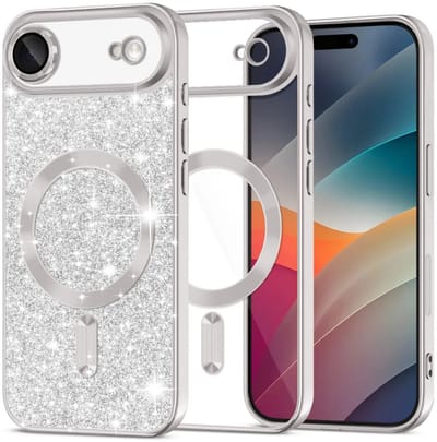 Hoesje geschikt voor Apple iPhone Air - Techsuit Luxury Glitter Back Cover - Geschikt voor MagSafe - Zilver