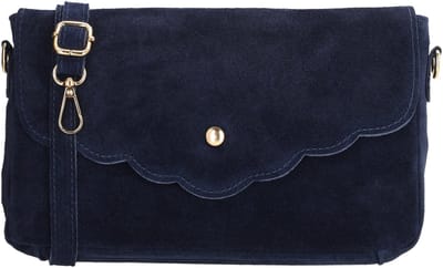 Charm London Mariëlle Schoudertas - Crossbody - Suede - Overslag - Verstelbare Band - Ritssluiting - Dames - Leren Dames Tas - Blauw