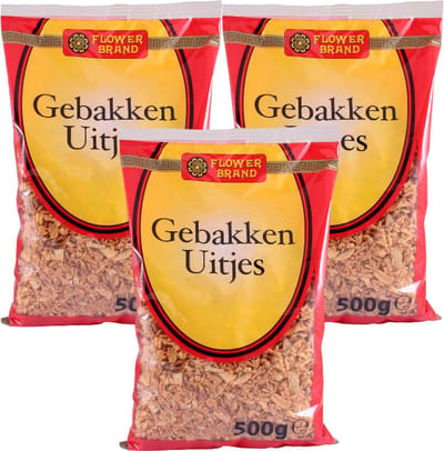 Flowerbrand® | 3 x 500 gram Gebakken Uitjes | Superior Quality