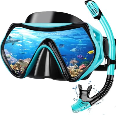 Duikbril - Duikbril voor volwassenen - Duikbril met snorkel - Anti-condens duikbril voor volwassenen - 180° panoramisch zicht - 3-kanaals systeem - Lekvrij - Gehard glas - Geschikt voor duiken en zwemmen