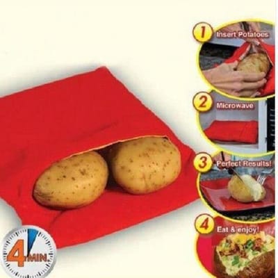 1 stuk rood wasbaar kookzak kookt aardappel magnetron koken aardappel snel (kook 4 aardappelen op de FR4422