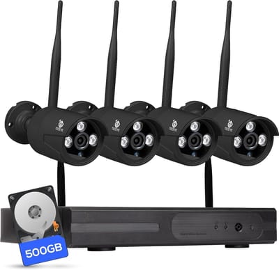 Bewakingscamera Set - WiFi Camerasysteem - Woning Beveiligen - 4 Stuks Nachtzicht - 10x10x8 cm - Zwart