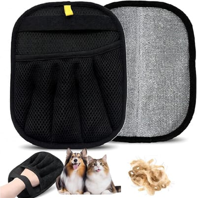 Pet Grooming Gloves - Herbruikbaar - Wassen, Haarverwijderen en Verzorging - Zwart - 23.8 x 17.5 cm