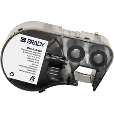 Brady M4C-375-498 vinylweefsel labels zwart op wit | 9,53 mm x 6,1 m (origineel)