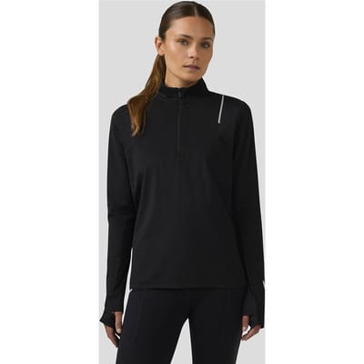 Dames Apex Lange Mouw Aeromesh Training Kwartrits Top - Zwart
