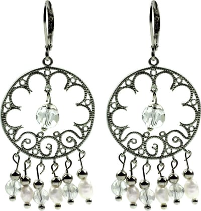 Zoetwater parel oorbellen Raïsha - oorhanger - echte parels - edelstaal - wit - luxe sieraden zakje - parel oorbellen dames