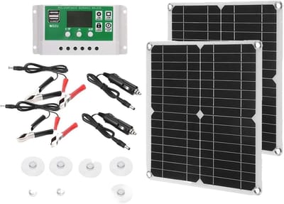 Flexibel Zonnepaneel - Draagbaar Zonnecel - Apparaten Opladen - Dubbele USB Poorten - 300W - Zwart