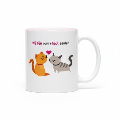 Wij Zijn Purrfect Samen – Schattige Katten Liefde Quote Koffiemok 330 ml