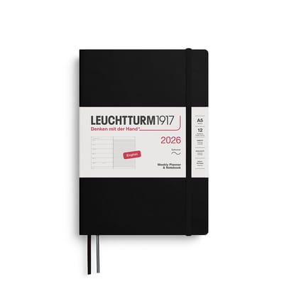 Leuchtturm1917 - Weekly Planner&Notebook - A5 - 12 maanden - 2026 - Softcover - Black