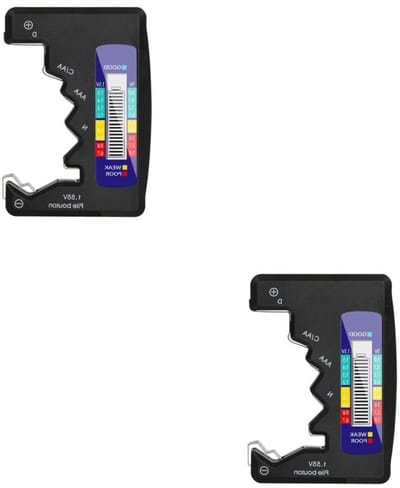 Batterij Tester - Batterij Controle - Batterijen Controleren - Drie Kleuren Indicator - 2 Stuks - Zwart