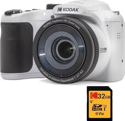 Kodak Pixpro AZ255 Camera, 16,35 MP, 25x zoom, Full HD, Wit - + 32GB geheugenkaart