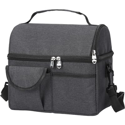 Draagbare dubbellaags geïsoleerde koeltas Lunchtas Tote voor kamperen BBQ-picknick buitenactiviteiten zwart