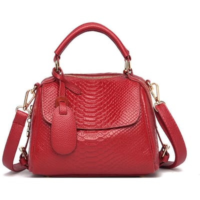 Echt Lederen Tas Dames Handtas Krokodillenpatroon Grote Capaciteit Moedertas Retro Effen Kleur Lychee Patroon Dames Schoudertas brown