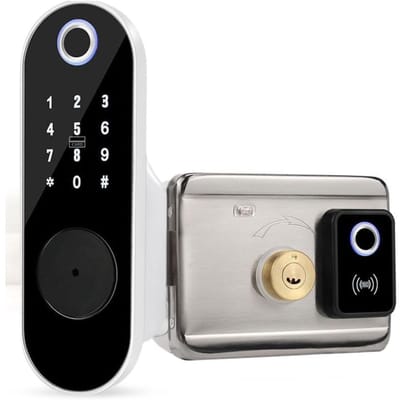 Deurslot Buitendeur - Smartlock - Slim Deurslot Met Vingerdrukherkenning -Zilver met zwart