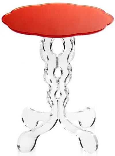 Iplex Design Arabesco nachtkastje salontafel in acrylic glas oranje transparante bijzettafel