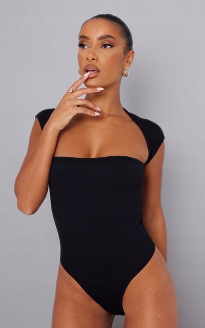 PrettyLittleThing Body - Geribbeld - Zwart - M